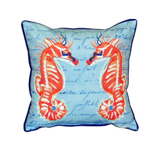 Coral Sea Horses Indoor/Outdoor Throw Pillow