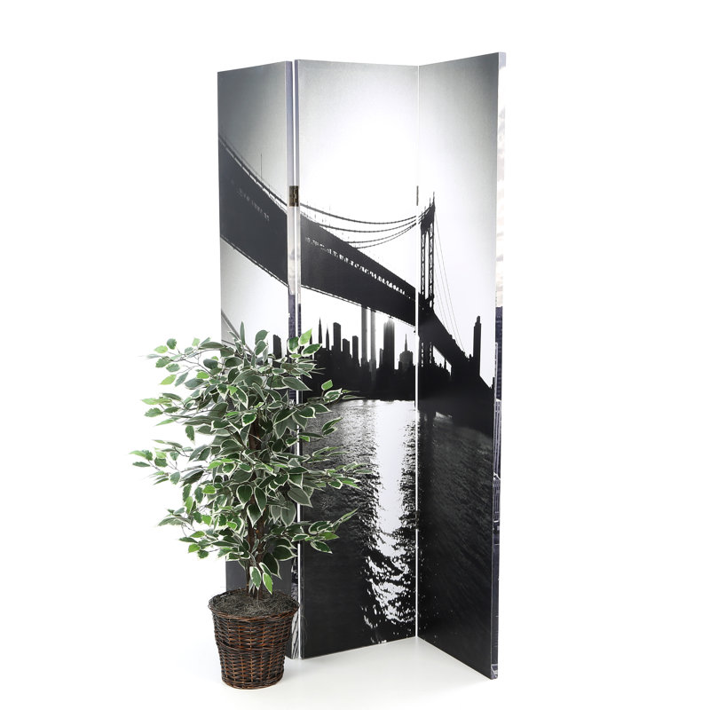 Screen Gems 72" x 48" New York Skyline 3 Panel Room Divider & Reviews