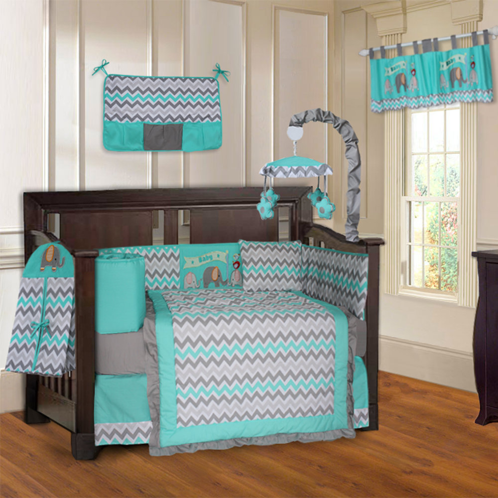Harriet Bee Slavens Elephant Zigzag 10 Piece Crib Bedding Set Harriet Bee Slavens Elephant Zigzag 10 Piece Crib Bedding Set Reviews Wayfair