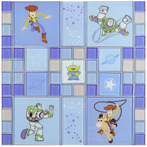 Disney Toy Story Random Sized Glass Mosaic Tile in Blue