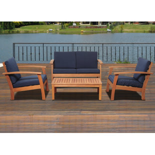 Wood Patio Furniture You Ll Love Wayfair Elsmere 4 Piece Sofa Set With Cushions