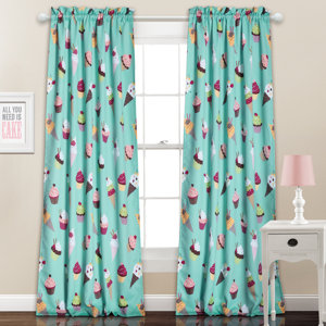 Millicent Graphic Print & Text Room Darkening Rod Pocket Curtain Panels (Set of 2)