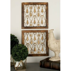 2 Piece Wood and Metal Bell Wall Decor Set (Set of 2)