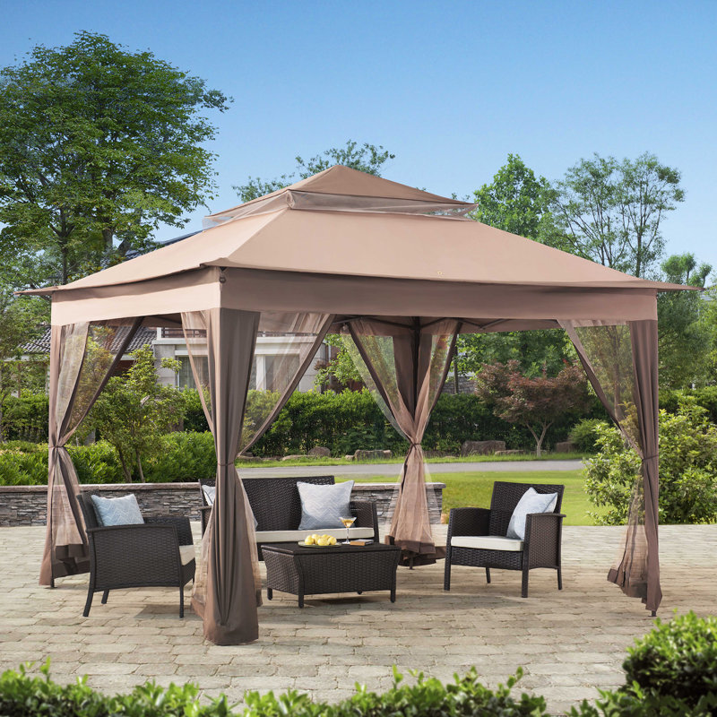 Sunjoy 10 Ft W X D Steel Patio Gazebo Reviews Wayfair 10 Ft W X D Steel Patio Gazebo