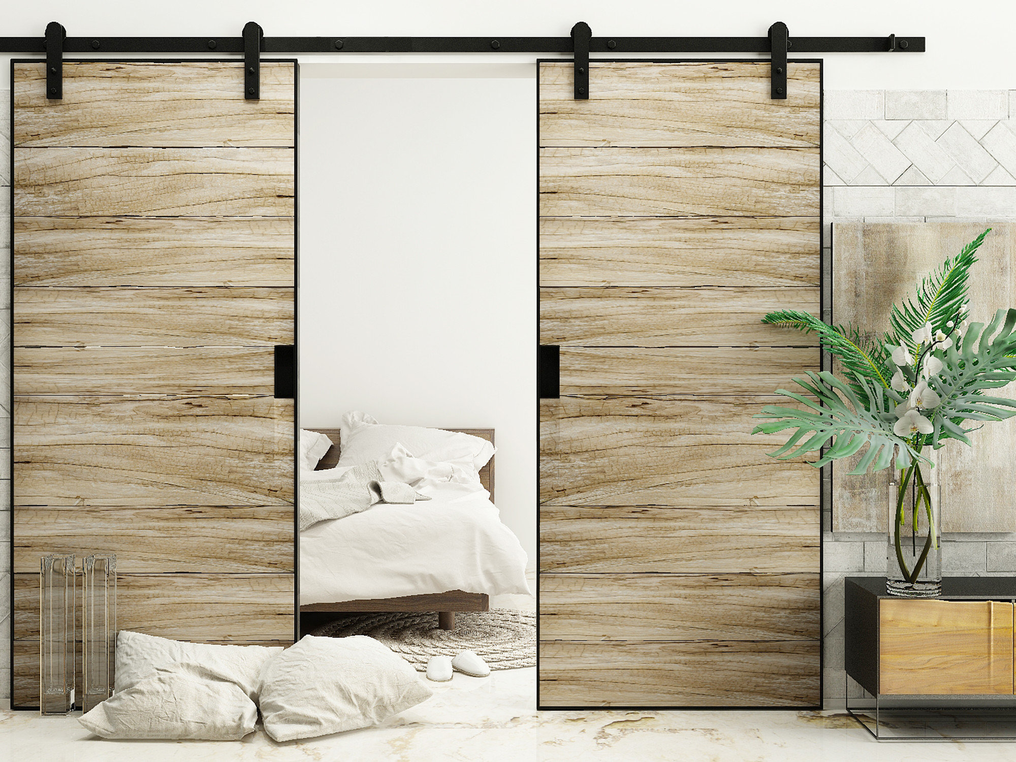 Vancleef Straight Design Standard Double Track Barn Door Hardware Vancleef Straight Design Standard Double Track Barn Door Hardware Kit Reviews Wayfair