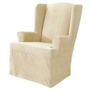 Soft Suede T-Cushion Wingback Slipcover