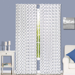 Anchor Nautical Semi-Sheer Rod Pocket Curtain Panels (Set of 2)