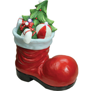 Large Santa Boots Wayfair Christmas Morning Led Lighted Santa Boot With Presents Decorative Tabletop Figure