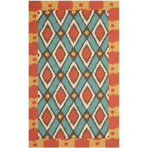 Puri Light Blue/Red Outdoor Area Rug