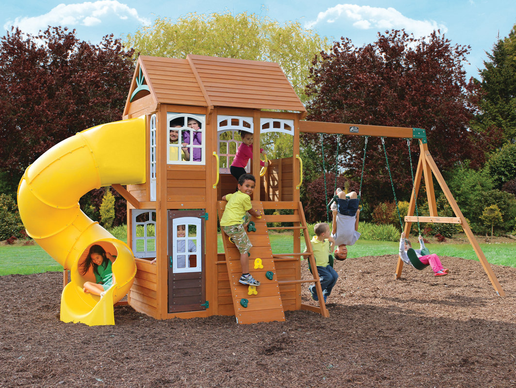 Cedar Summit Richmond Lodge Wooden Play Swing Set & Reviews Wayfair
