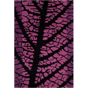 Oritz Hand Tufted Wool Black/Pink Area Rug