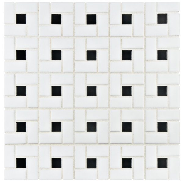 Elitetile Retro Random Sized Porcelain Mosaic Tile In White Black Elitetile Retro Random Sized Porcelain Mosaic Tile In White Black Reviews Wayfair