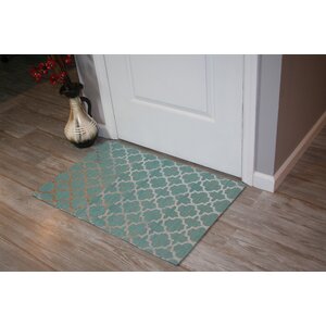 Foil Print Hand-Woven Teal Area Rug