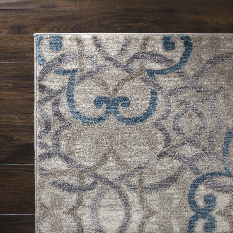 Lavish Home Ivory/Blue Area Rug & Reviews Wayfair