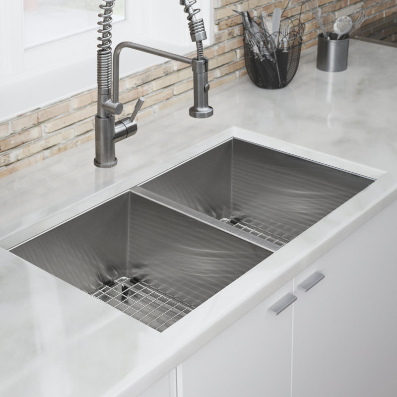 Ticor Sinks Pacific Series 16 Gauge Stainless Steel 32 L X 19 W Pacific Series 16 Gauge Stainless Steel 32 L X 19 W Double Basin