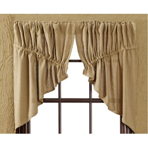 Bridgeton Burlap Natural Prairie Curtain Valance (Set of 2)