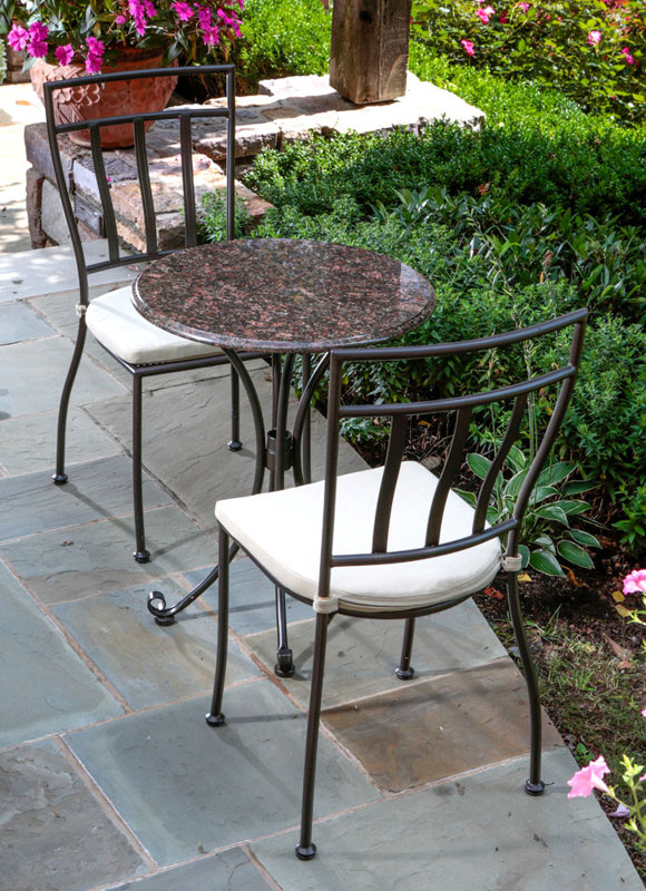 Alfresco Home Ponza Granite 3 Piece Bistro Set With Cushions Ponza Granite 3 Piece Bistro Set With Cushions
