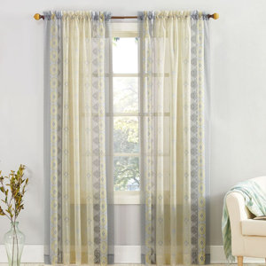 Tosha Geometric Sheer Thermal Grommet Single Curtain Panel