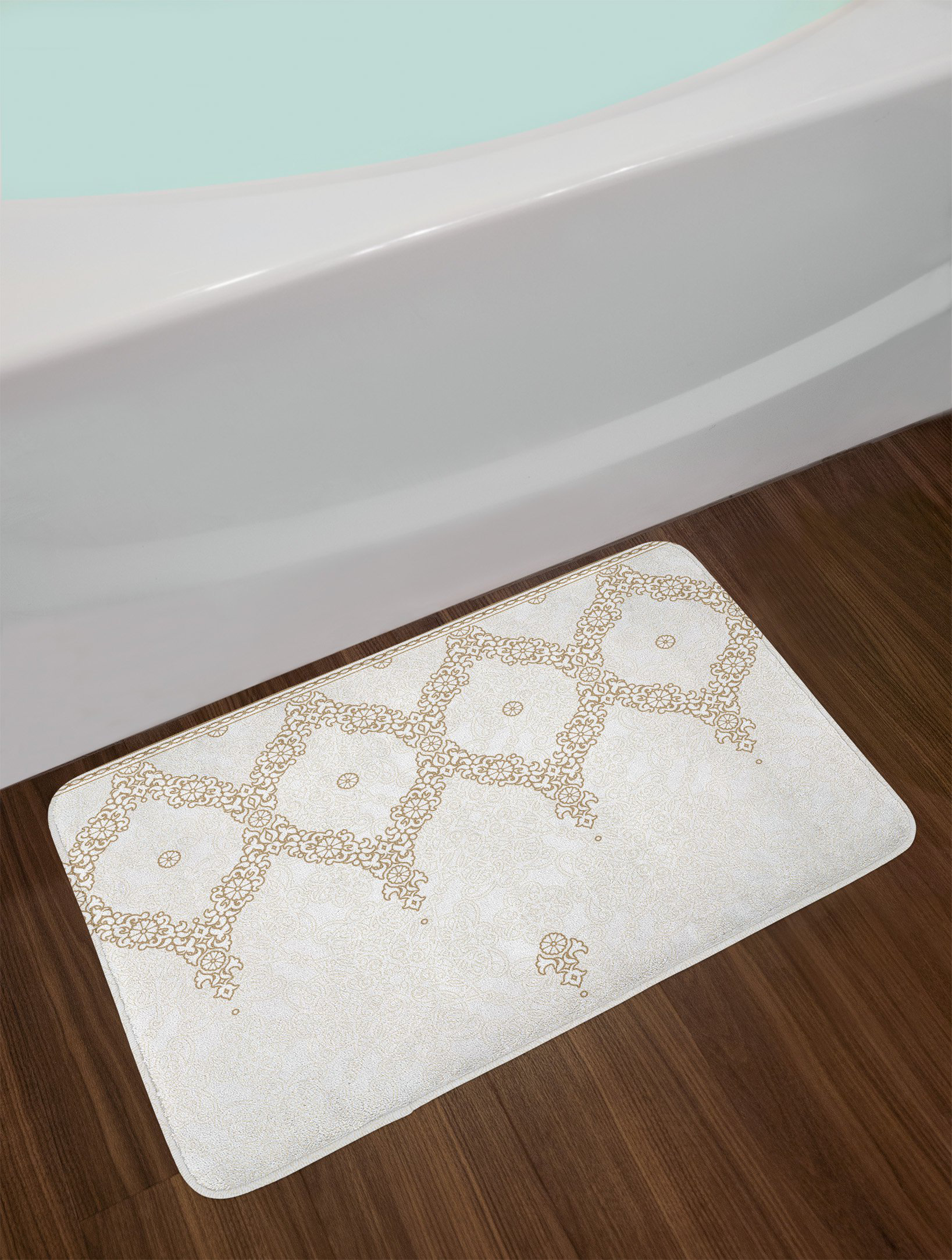 East Urban Home Moroccan Bath Mat Ornate Background With