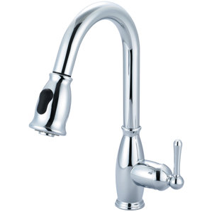 Olympia Faucets Single Handle Kitchen Faucet with Deck Cover Plate