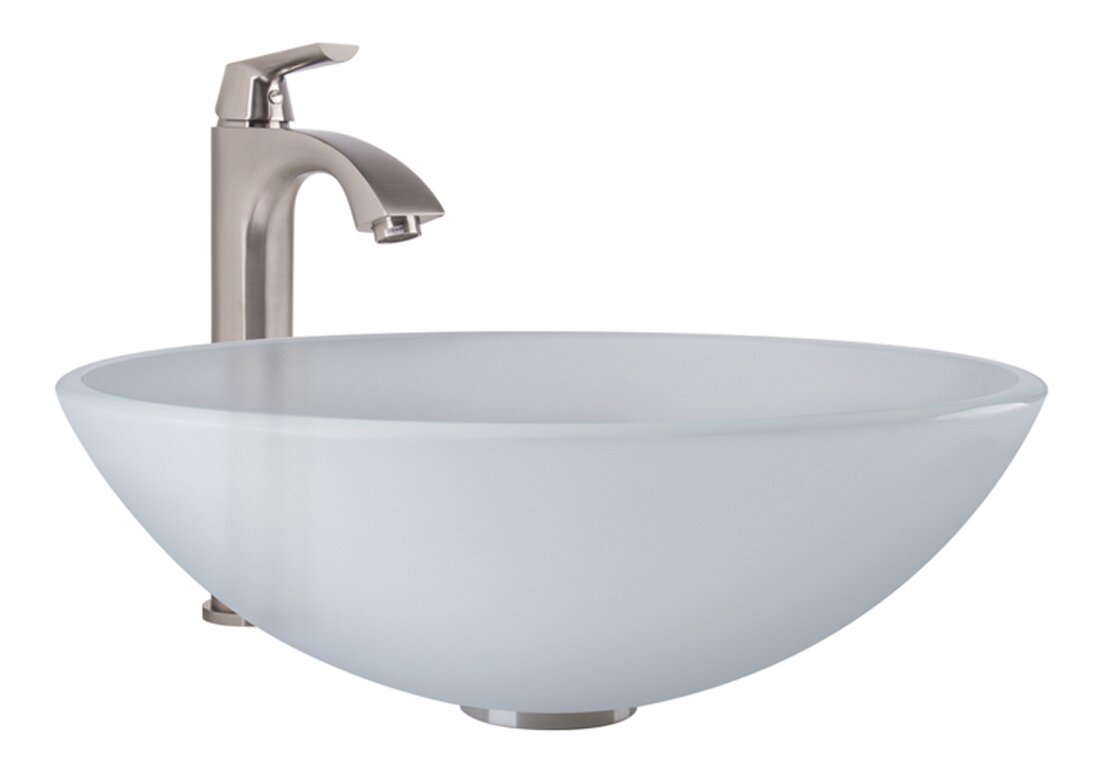 glass circular vessel bathroom sink with faucet