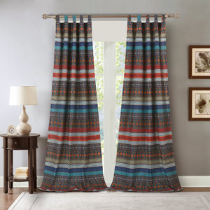 Woroud Striped Semi-Sheer Tab Top Curtain Panels (Set of 2)