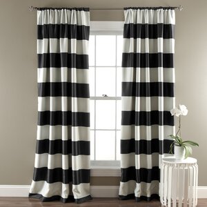 Regatta Striped Room Darkening Thermal Rod Pocket Curtain Panels (Set of 2)
