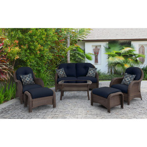 Swartwood 6 Piece Wicker Deep Seating Group with Cushions