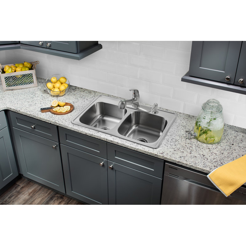 33 L X 22 W Double Bowl Drop In Stainless Steel Kitchen Sink With 33 L X 22 W Double Bowl Drop In Stainless Steel Kitchen Sink