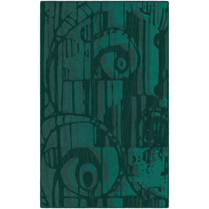 Bloomsbury Market Pomonok Teal Area Rug, Size: Rectangle 76 x 10, Backing Material: Woven Polypropylene