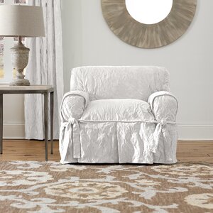 Matelasse Damask Box Cushion Armchair Slipcover