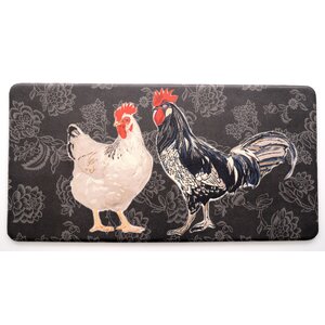 Cathie Black Rooster Kitchen Mat
