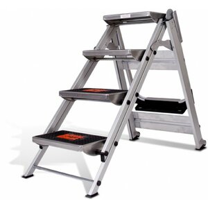4.58 ft Aluminum Safety Step Ladder with 300 lb. Load Capacity