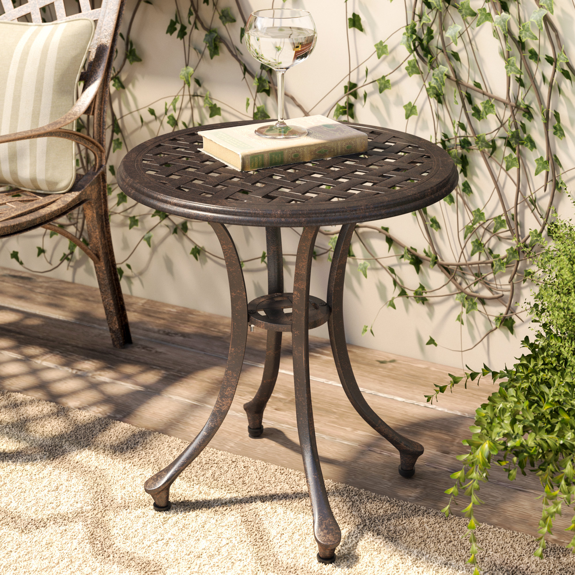 charlton home kastner outdoor metal side table reviews wayfair