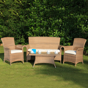 4-Sitzer Sofa-Set Panama aus Rattan mit Polster ..