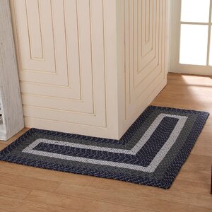 Country Hand-Braided Blue Area Rug