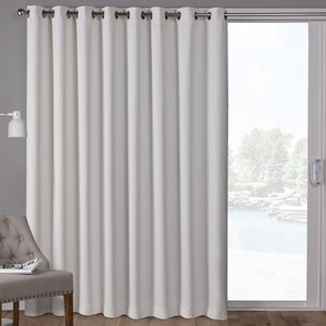 Campanella Sateen Blackout Solid Grommet Top Wide Patio Curtain Panel