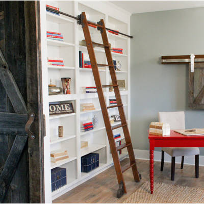 Quiet Glide 9 Ft Maple Removable Rolling Ladder With Rail Kit Wayfair 8 Ft Maple Removable Rolling Ladder With Rail Kit