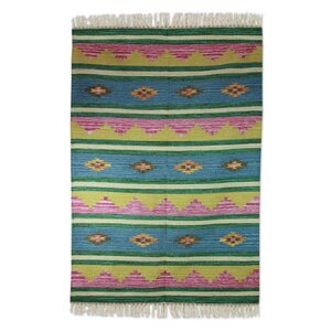 Hand Woven Green/Blue Area Rug