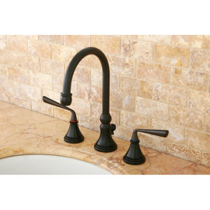 Silver Sage Double Handle Widespread Bathroom Faucet with Brass Pop-Up Drain