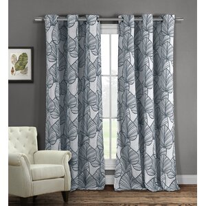 Fern Nature / Floral Semi-Sheer Grommet Curtain Panels (Set of 2)