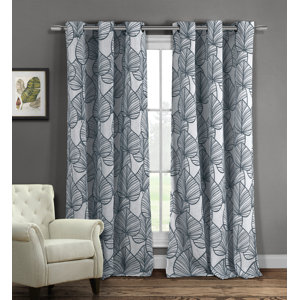 Fern Nature / Floral Semi-Sheer Grommet Curtain Panels (Set of 2)