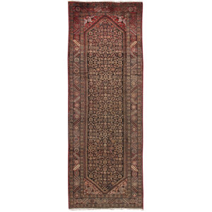 Hamadan Vintage Lamb's Wool Hand-Knotted Brown Area Rug