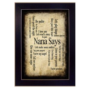 'Nana Says' Framed Textual Art