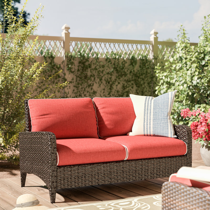 World Menagerie Mosca Patio Loveseat With Cushions Reviews Wayfair Mosca Patio Loveseat With Cushions