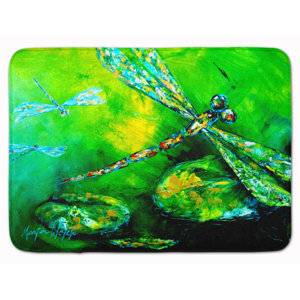 Dragonfly Summer Flies Memory Foam Bath Rug