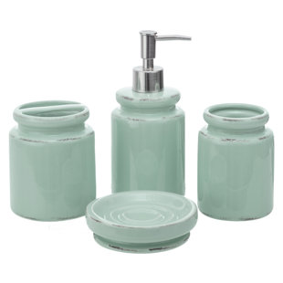 Bathroom Accessory Sets Blue Accessories You Ll Love Wayfair Cane 4 Piece Bathroom Accessory Set