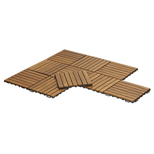 Exterior Flooring Tile You Ll Love Wayfair Stallings Outdoor Floor 11 8 X Wood Interlocking Deck Tiles In Honey Oak Set Of 10