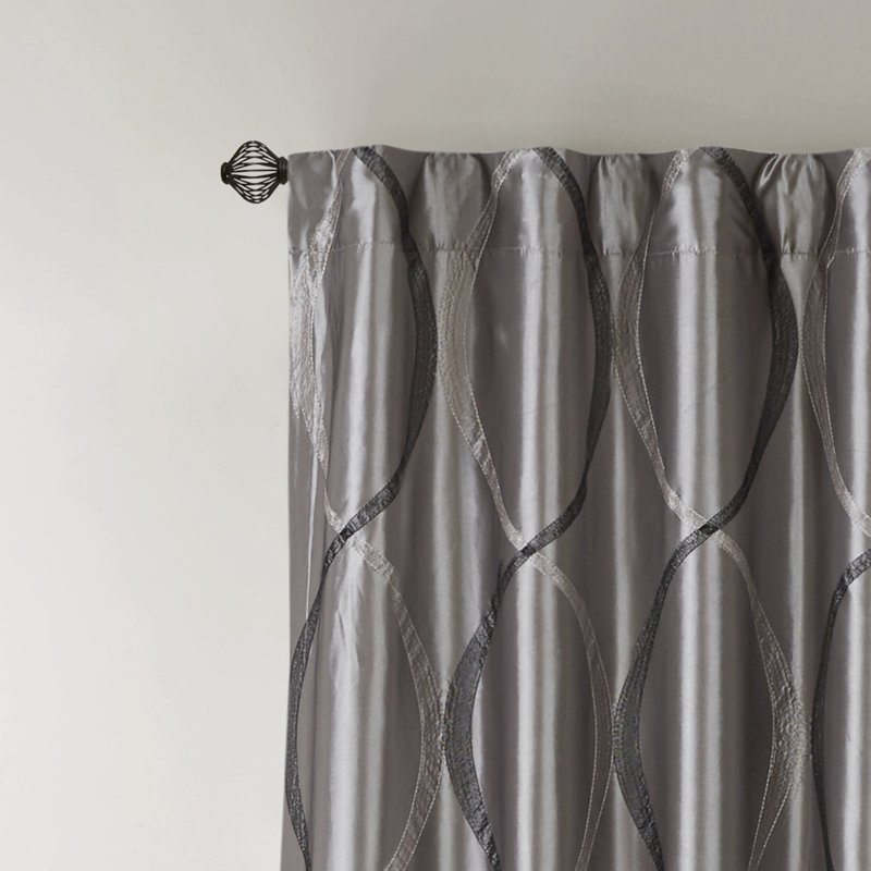 Wrought Studio Rolph Geometric Room Darkening Rod Pocket Single Curtain