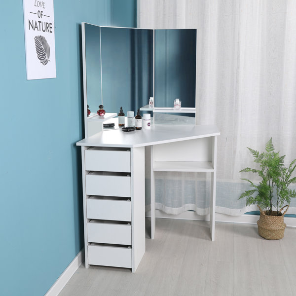 Corner Makeup Vanity Table Wayfair